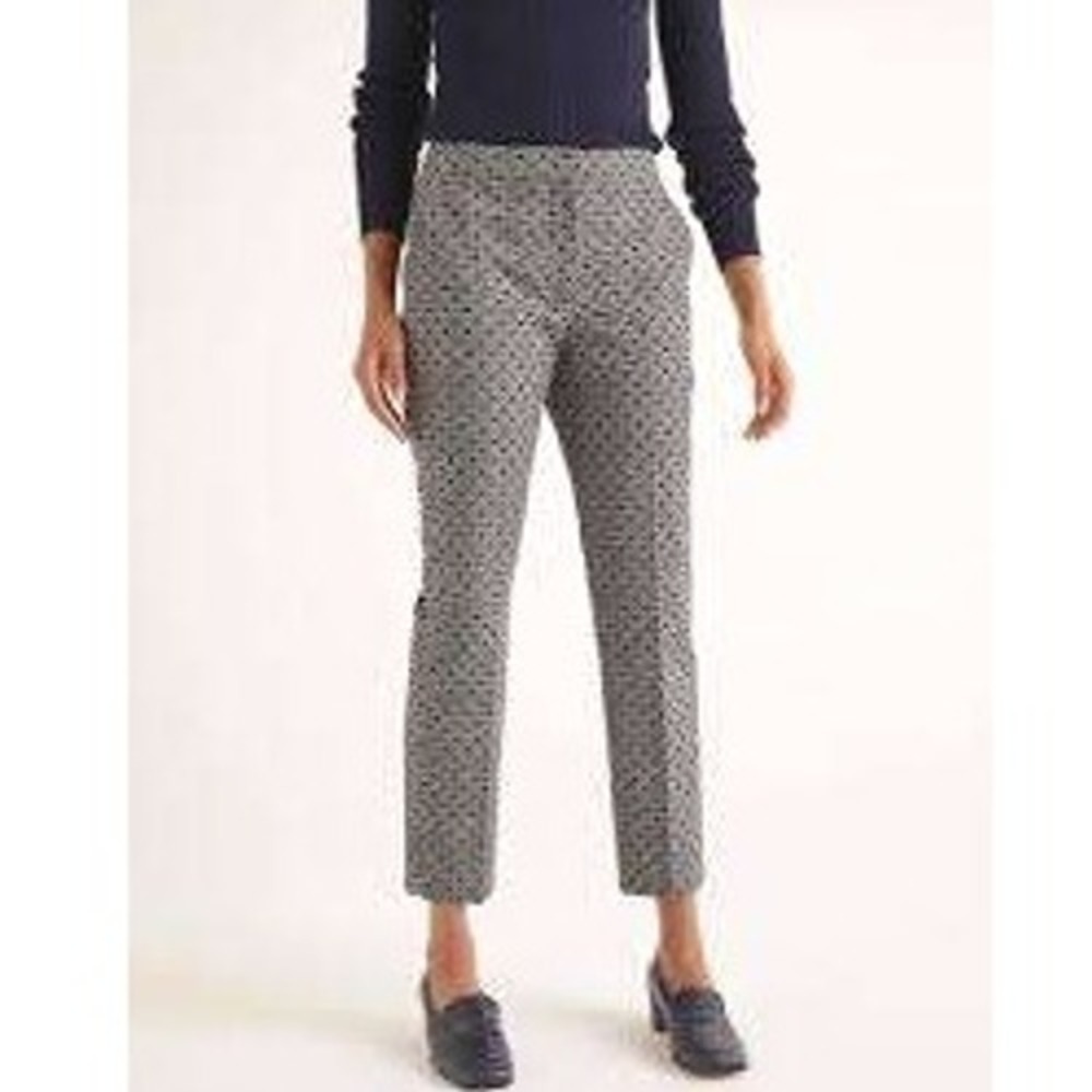Boden Fawcett Polka Dot‎ Plaid Straight Leg Ankle Pants Women US 4 UK 8